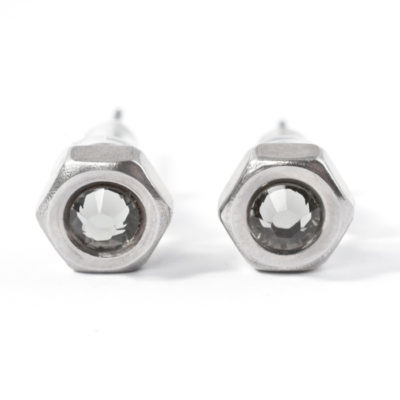 Ohrstecker Hexagonal - kristallklar Ohrstecker mit Edelstahlmutter und kristallklaren Kristallelement