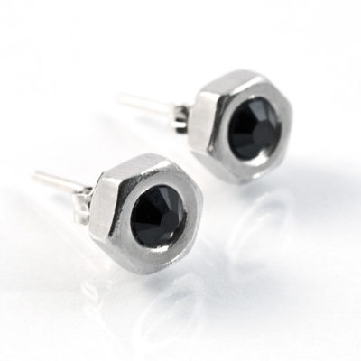 Ohrstecker Schwarz Ohrstecker mit schwarzen Kristallelementen