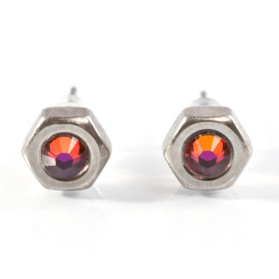 Ohrstecker Hexagonal - mehrfarbig Ohrstecker mit Edelstahlmutter und mehrfarbigen Kristallelement